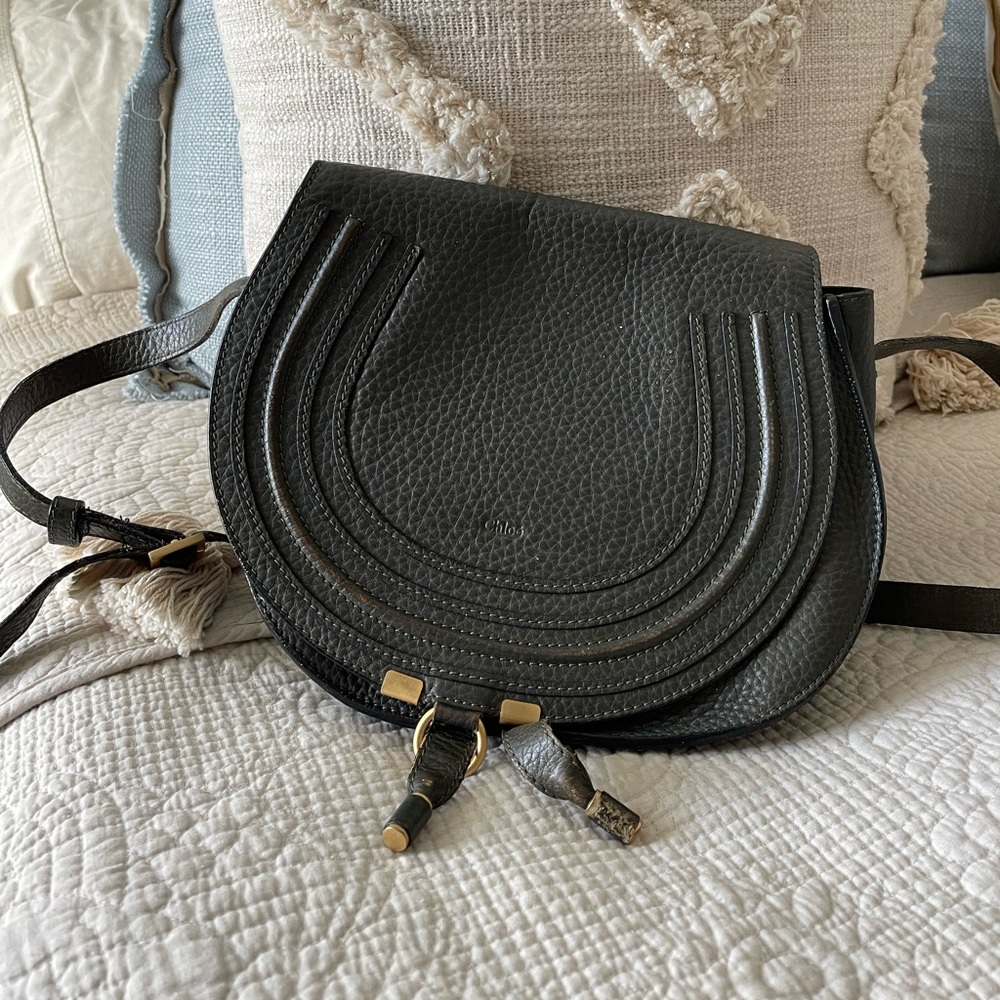 Chloé Medium Marcie Leather Crossbody Bag in Dark Green in amazing condition
